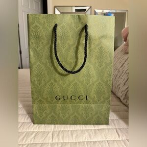Authentic Gucci Olive Green Embossed Shopping Bag